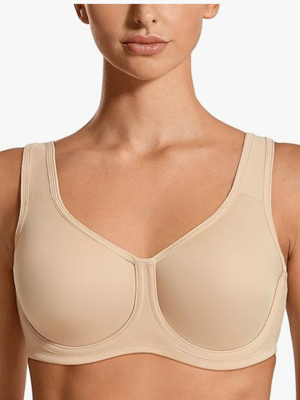 Syrokan A227 High Impact Max Control Unpadded Underwire Sports Bra Beige 34D